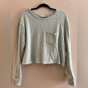 Anthropologie Cropped Sea Foam Sweater Size M